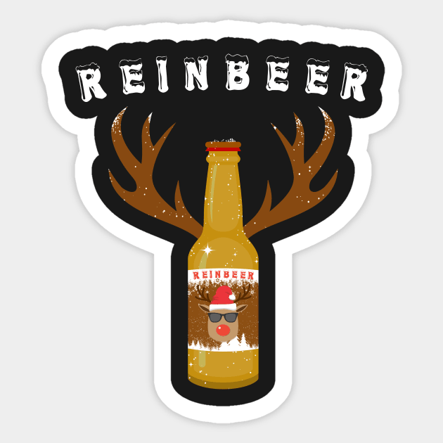 Reinbeer Beer Bottle With Antlers - X-mas Beer Party Sticker by CMDesign